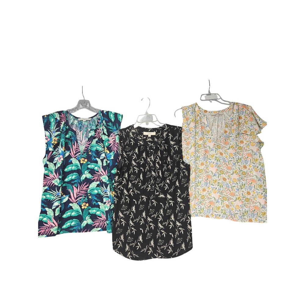 Loft Womens Sleeveless Blouse Lot of 3 Floral Tropical Botanical Size M